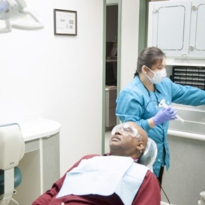 Relaxed dental patient in dental office