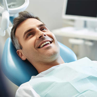 Male patient visiting the dentist’s office